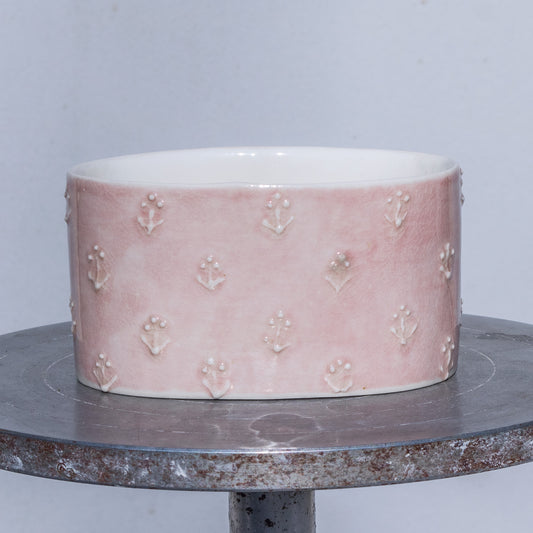 Porcelánová oválná dóza / růžová s kvítky