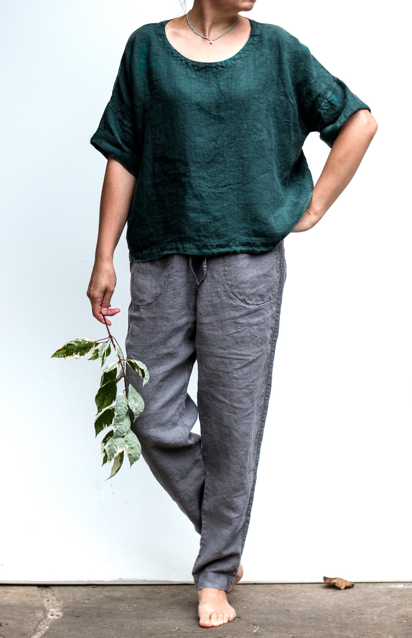 Oversized lněný top / Pantone Deep Teal / PREORDER