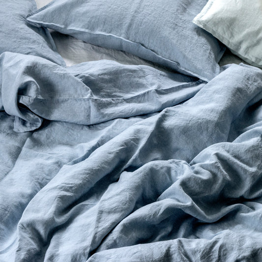 Extra jemné lněné povlečení v odstínu Blue Fog