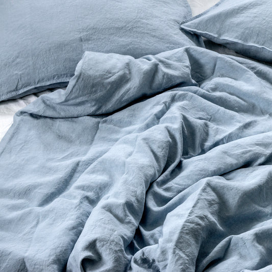 Extra jemné lněné povlečení v odstínu Blue Fog