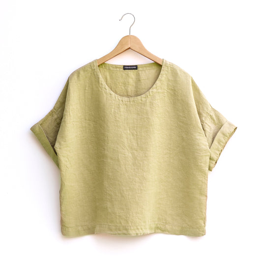 Oversized lněný top / Pantone Lemon Grass / PREORDER