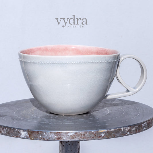 Porcelánový hrnek 260ml / pastelový s plastickými tečkami