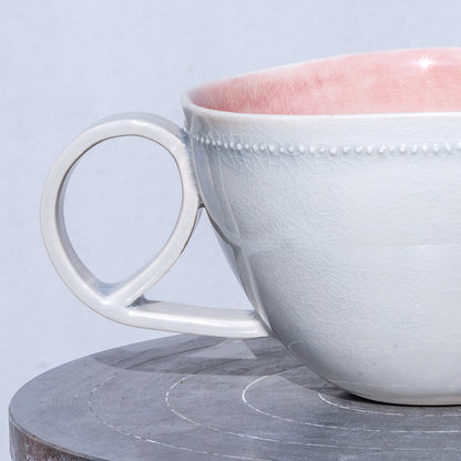 Porcelánový hrnek 260ml / pastelový s plastickými tečkami