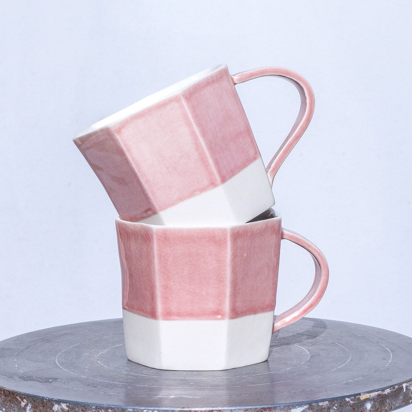 Porcelánový moka hrnek 150ml / růžový nepravidelný / No.1 / tmavší