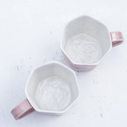 Porcelánový moka hrnek 150ml / růžový nepravidelný / No.1 / tmavší