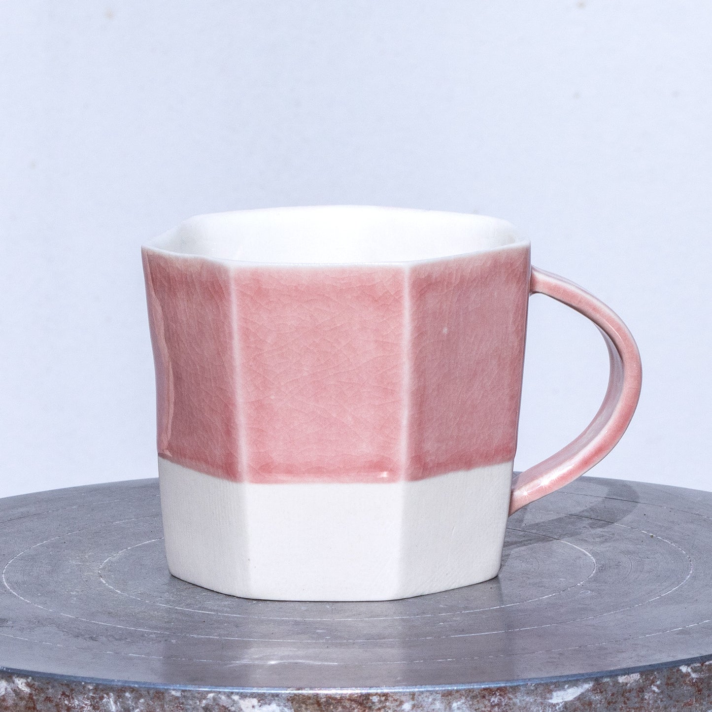 Porcelánový moka hrnek 150ml / růžový nepravidelný / No.1 / tmavší