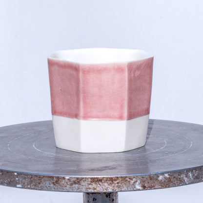 Porcelánový moka hrnek 150ml / růžový nepravidelný / No.1 / tmavší