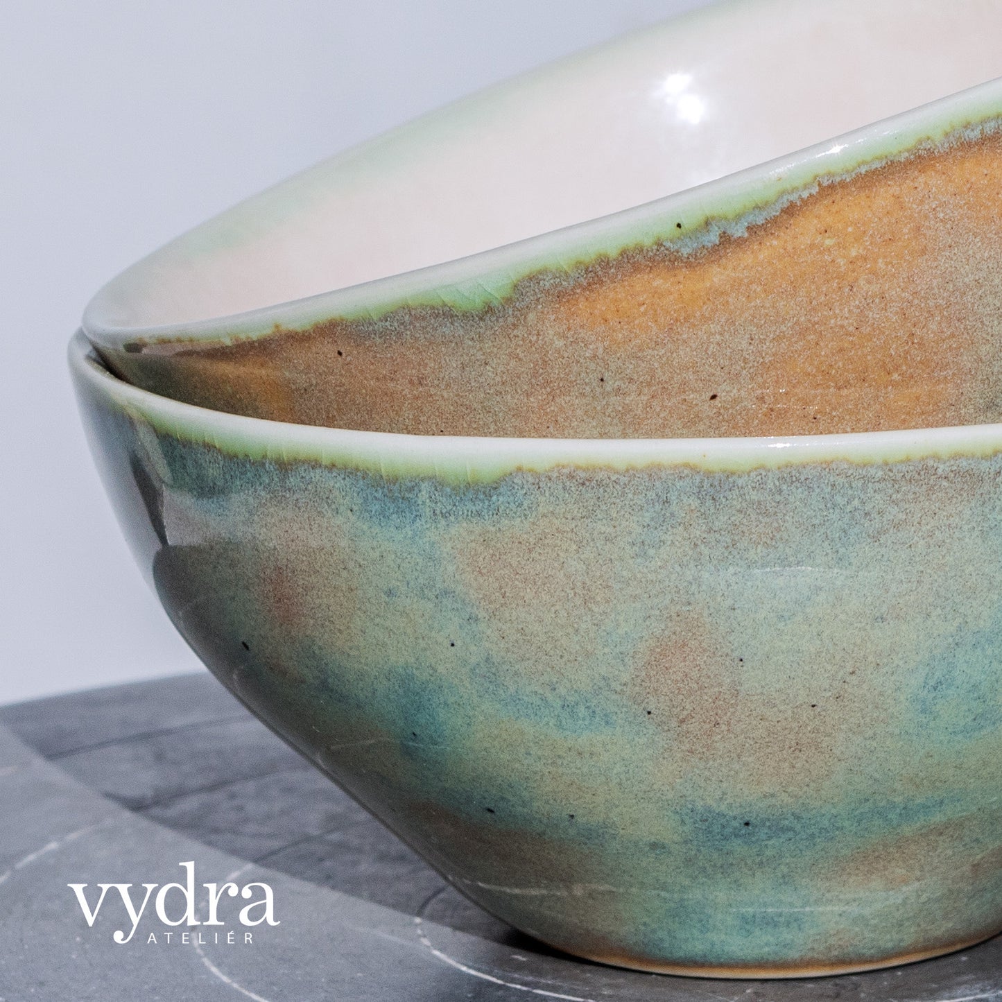 Porcelánová miska 250ml / mramorovaná / sada dvou kusů