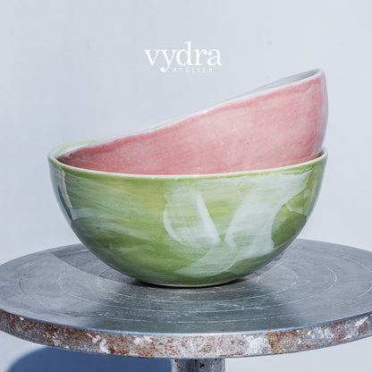 Porcelánová miska 270ml / růžová s plastickými tečkami