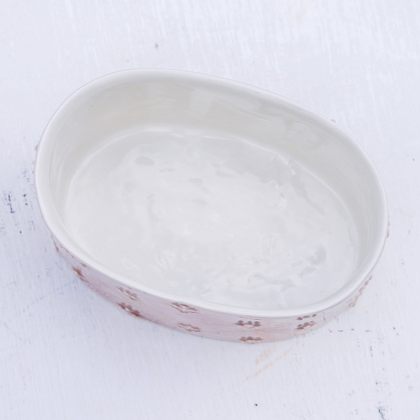 Porcelánová oválná dóza / růžová s kvítky