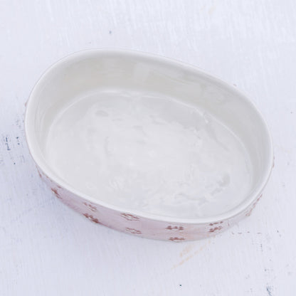 Porcelánová oválná dóza / růžová s kvítky