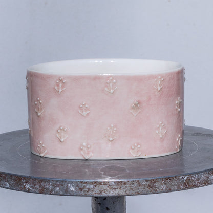 Porcelánová oválná dóza / růžová s kvítky