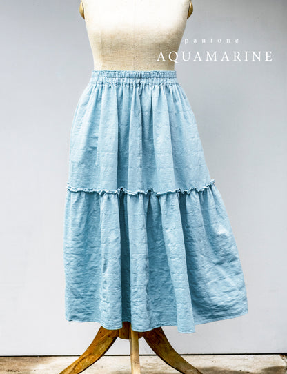 Princess sukně z bavlněného kepru / Pantone Aquamarine