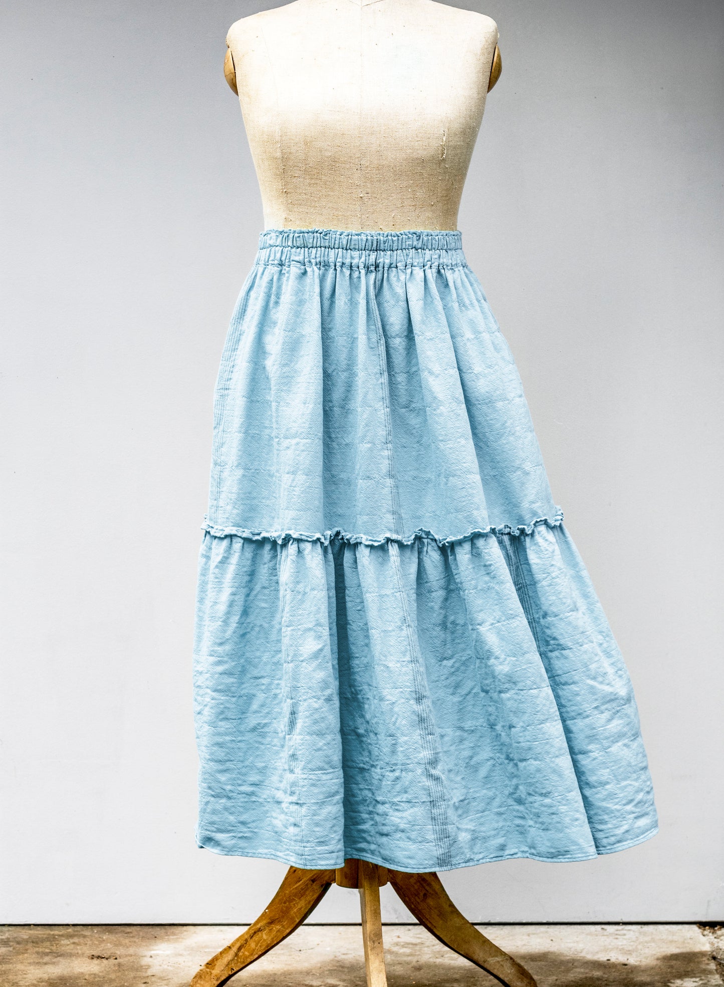Princess sukně z bavlněného kepru / Pantone Aquamarine