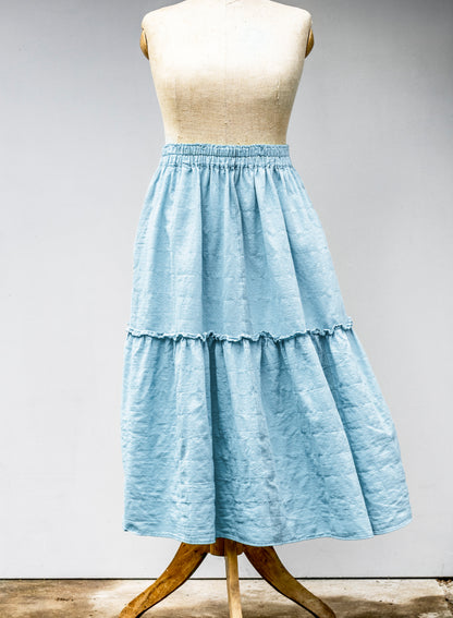 Princess sukně z bavlněného kepru / Pantone Aquamarine