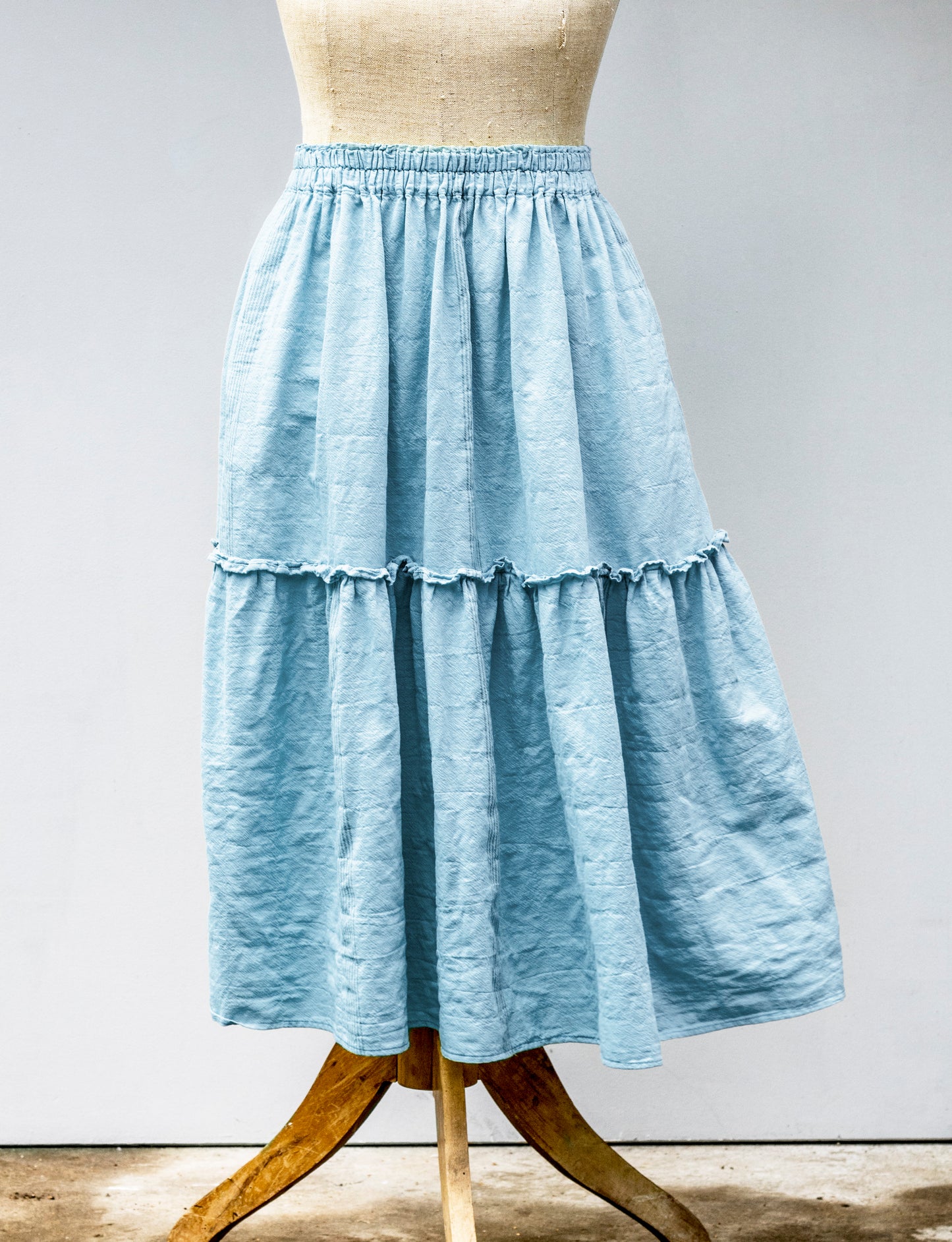 Princess sukně z bavlněného kepru / Pantone Aquamarine