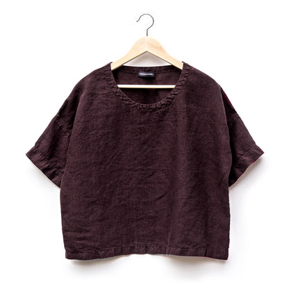 Oversized lněný top / Pantone chocolate Plum / PREORDER