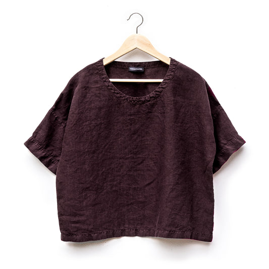 Oversized lněný top / Pantone chocolate Plum / PREORDER