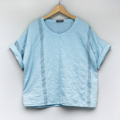 Lehounký top z bavlněného kepru / Pantone Aquamarine