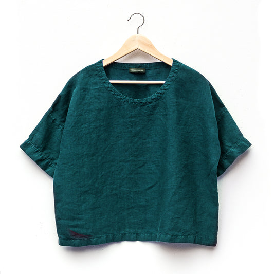 Oversized lněný top / Pantone Deep Teal / PREORDER